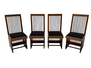 Four Art Deco Modernist High Back Dining Chairs by Architect Caspers, 1920s